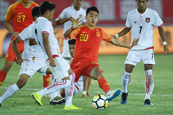 国奥曲靖四国赛1比0小胜缅甸,中国队连头球都