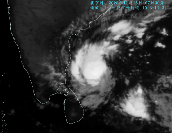 孟加拉湾气旋风暴GAJA将继续向西偏南方向移
