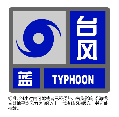 上海发布台风蓝色预警，预计傍晚陆地风力7～8级