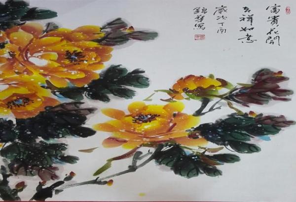 罗锦华专注国画牡丹，业余练习作品