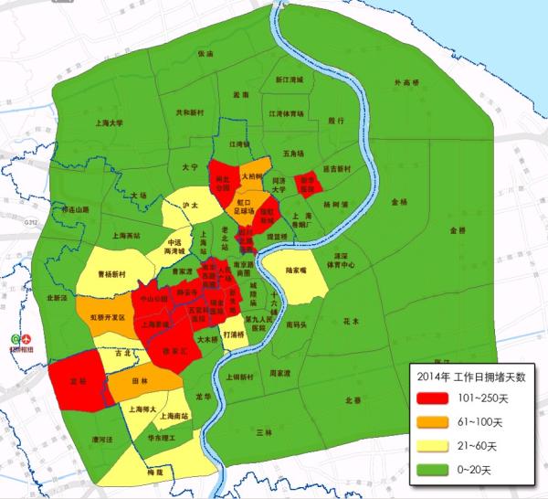 上海常年严重拥堵区域达15处,拥堵指数将在4月