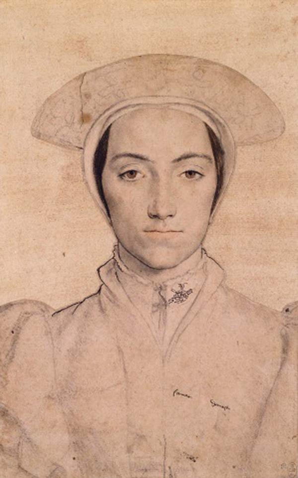荷尔拜因，戴白色冠巾的女人，约1532-1543