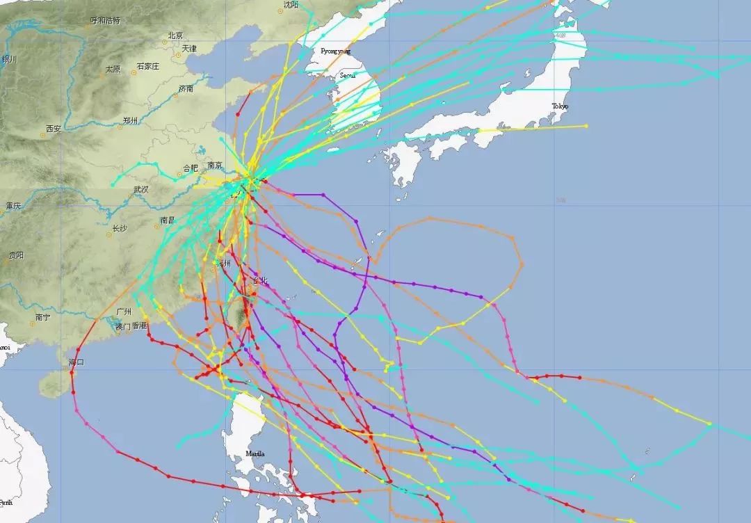 直接登陆上海三个台风