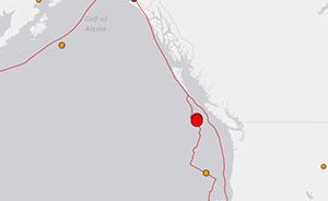 加拿大温哥华以西海域连发两次强震，分别为6.7和6.8级