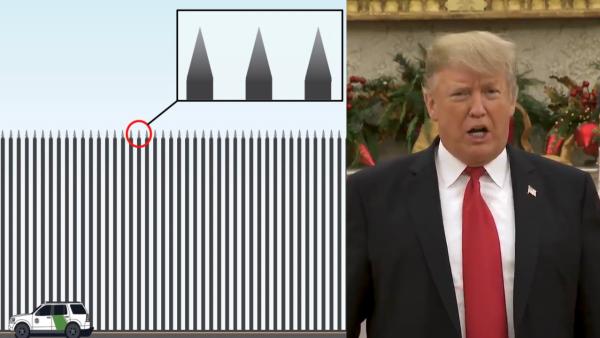 这是特朗普理想的边境墙：钢制带尖刺