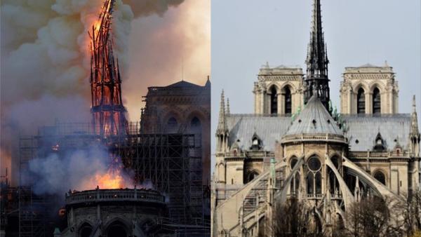 辉煌与灰烬，巴黎圣母院着火前后对比
