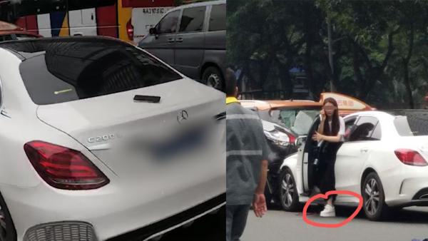 广州奔驰女司机闯红灯撞人群，致13人伤
