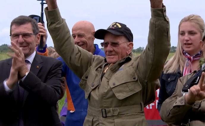 诺曼底登陆75周年，97岁老兵故地跳伞