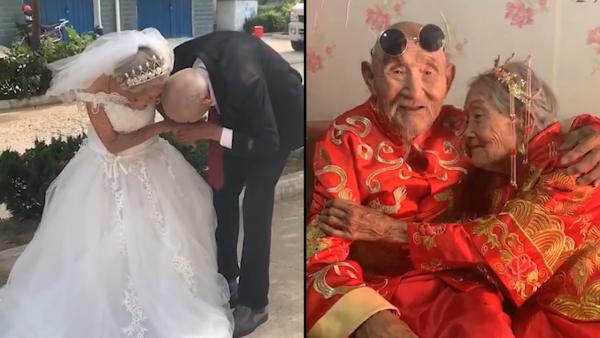 九旬夫妻结婚82年，重孙女帮拍婚纱照