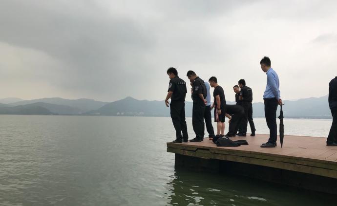 带走杭州女童的租客疑在宁波东钱湖自杀，警方正在现场调查