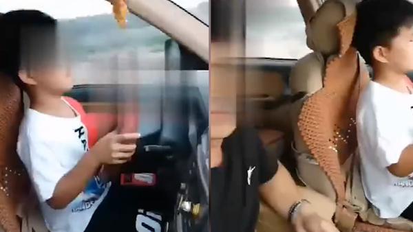 男孩开车父亲拍视频发上网：为了取乐