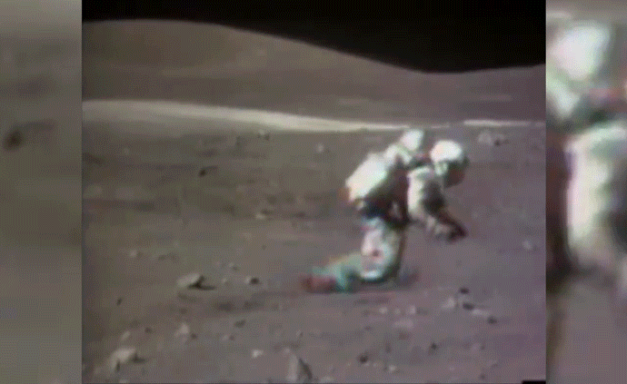 登月50年｜宇航员在月球上各种“摔姿”