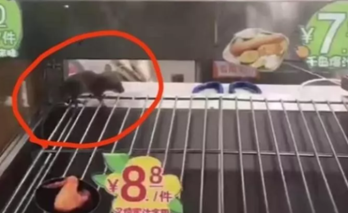 深圳711便利店內,老鼠烤架上亂竄
