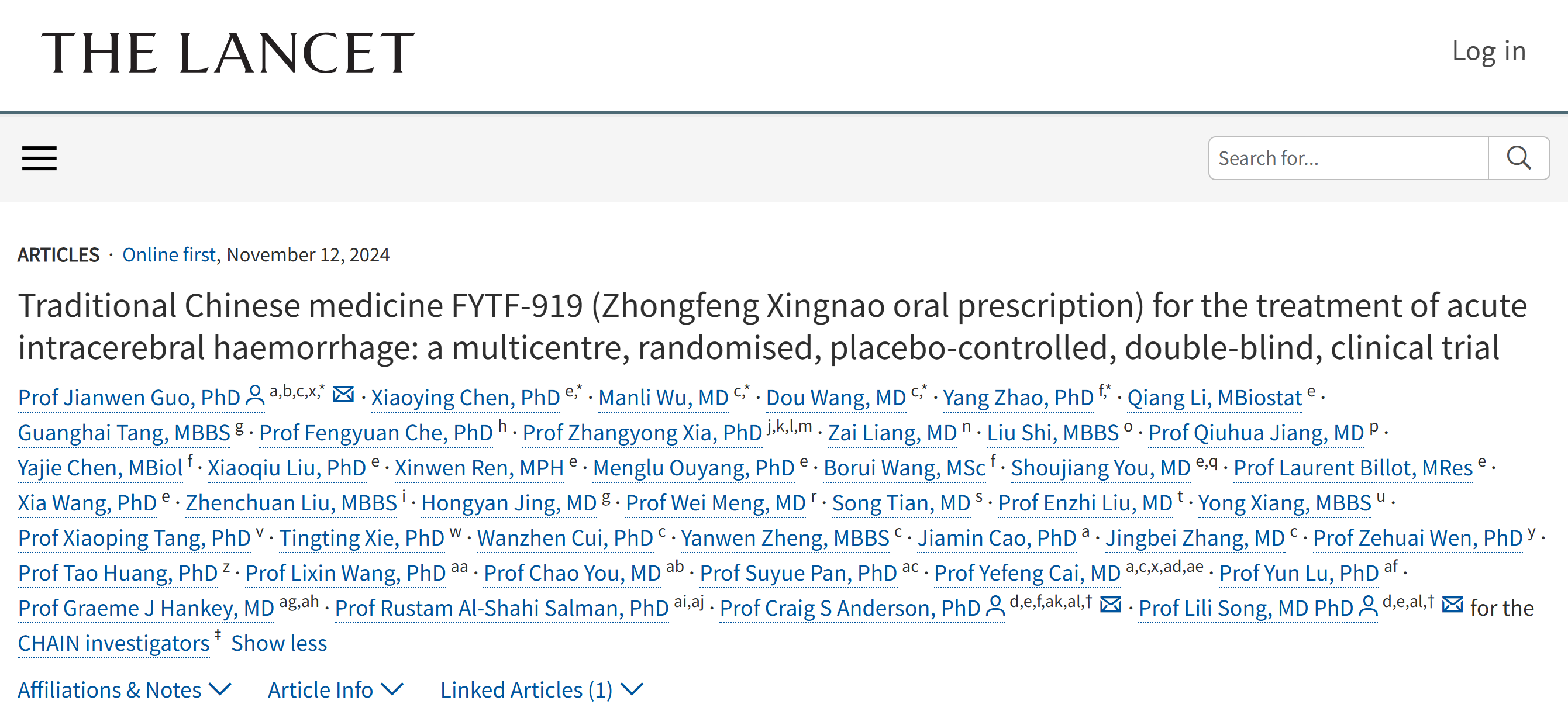 如何科学评价中药治疗脑出血的疗效？这项研究登上《柳叶刀》  第1张