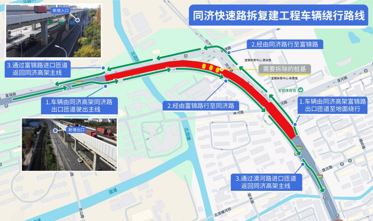 上海交警：同济高架部分路段下周六起封闭施工，工期三个月