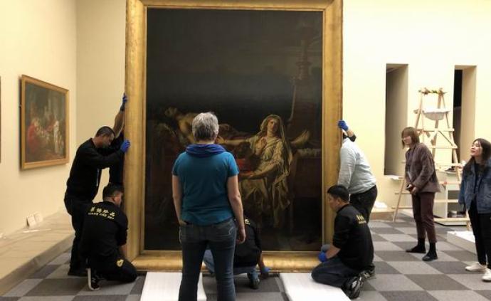 巨幅大卫杰作、安格尔画作来到上博展厅，巴黎高美珍藏展布展