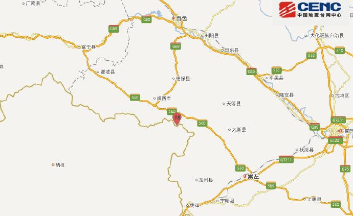 广西百色市靖西市发生4.3级地震，震源深度10千米