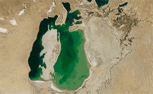 NASA卫星图片：世界第四大湖“咸海”如何一步步走向死亡