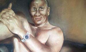 乌克兰艺术家画普京全裸像，姿势很像“腿枪照”