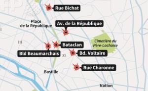 一图看懂法国巴黎市中心多处遇袭