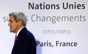 美国国务卿克里在巴黎气候峰会呼吁：达成“雄心勃勃”的协定