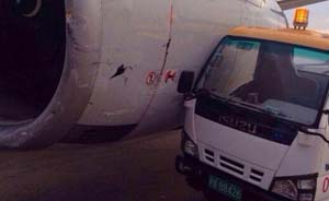 东航客机上海虹桥机场刮蹭加油车，所幸无人员伤亡