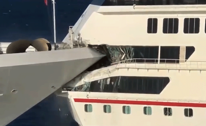 惊险！两邮轮墨西哥靠岸前擦撞致6伤