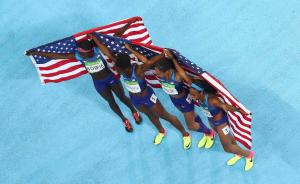单独重赛、挤掉中国队的美国队女子4×100米夺金