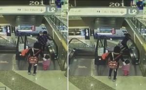 上海一男婴商场坠落，监控显示奶奶上扶梯时不慎失控孩子脱手