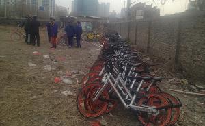 上海数十辆共享单车被集中堆放疑似毁坏？实因乱停放被运至此