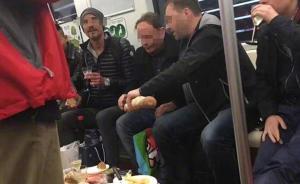 外国人自带桌子酒杯在11号线吃喝，上海地铁：应教育批评