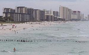 美国巴拿马城9人被困海滩激流，游客自发搭“人链”成功营救