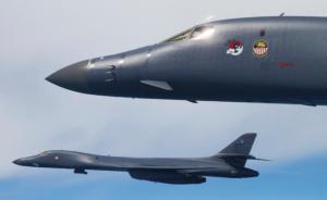 两架美军B-1B轰炸机飞过朝鲜半岛，以此回应朝鲜试射导弹