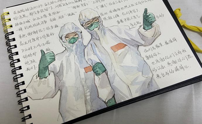抗疫日记丨患者给我和战友手绘的画像，充满正能量激励着我们