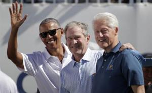 打一场高尔夫，三名美国前总统首度同框