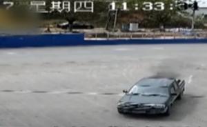 起火轿车冲进加油站,员工1分钟灭火