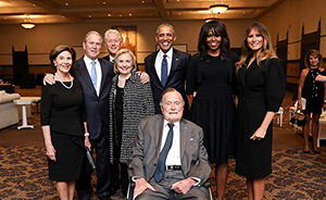 早安·世界｜芭芭拉·布什葬礼举行，四位美国前总统聚首