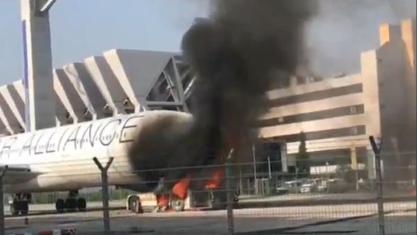 汉莎客机法兰克福机场着火，无人受伤