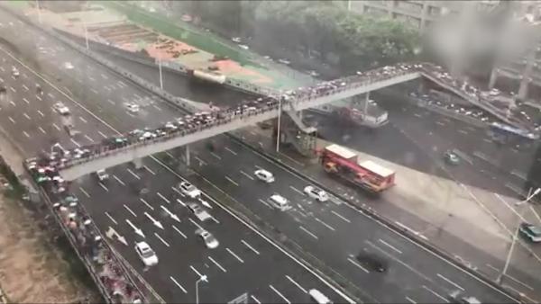 深圳雨后现“最堵天桥”：20分钟通过