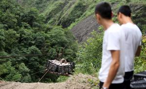 直击｜平菇热卖季，山崩堵村路：400米索道跨崖紧急运送