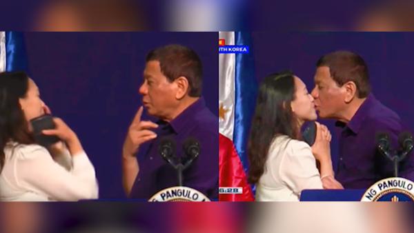不忍直视！菲律宾总统公开向女观众索吻