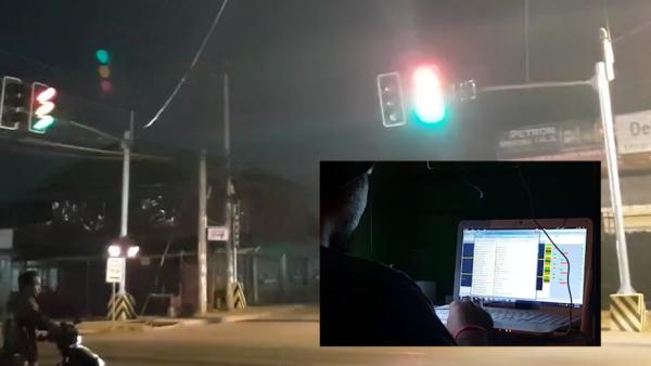 调皮！看菲律宾“黑客”交通灯嘻哈秀