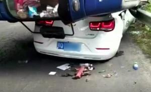 恩施一水泥罐車側翻壓扁小車，驅車返城開會的鄉干部不幸身亡